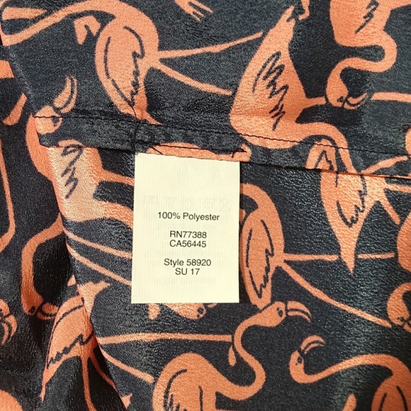 J. Crew Racerback Tank Navy Blue Pink Flamingo - Picture 4 of 6